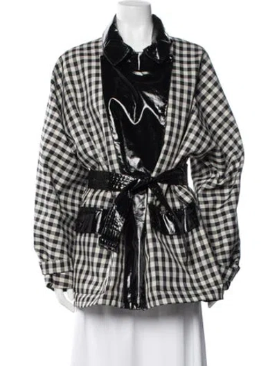 Pre-owned Barbour Plaid Print Coat In Black