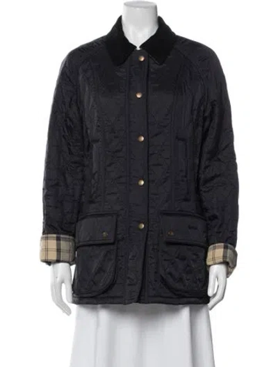Pre-owned Barbour Plaid Print Coat In Blue