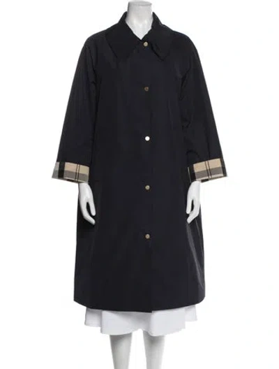 Pre-owned Barbour Plaid Print Coat In Blue
