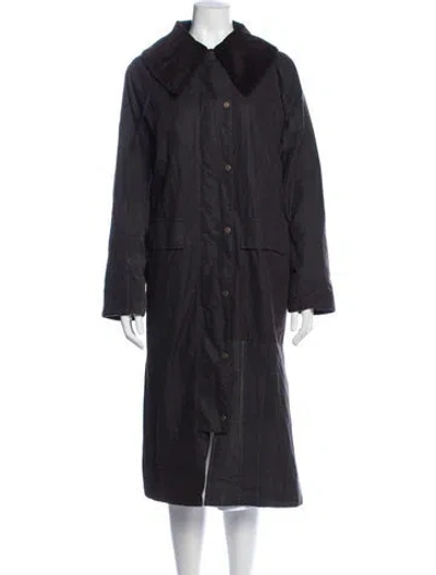 Pre-owned Barbour Plaid Print Coat In Blue