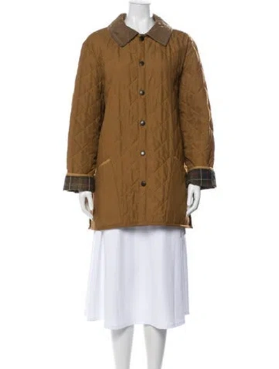 Pre-owned Barbour Plaid Print Coat In Brown