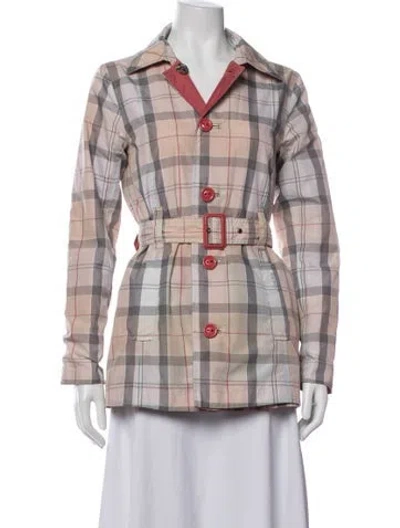 Pre-owned Barbour Plaid Print Jacket In Grey