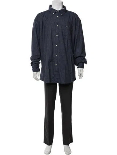 Pre-owned Barbour Plaid Print Long Sleeve Denim Shirt W/ Tags In Blue