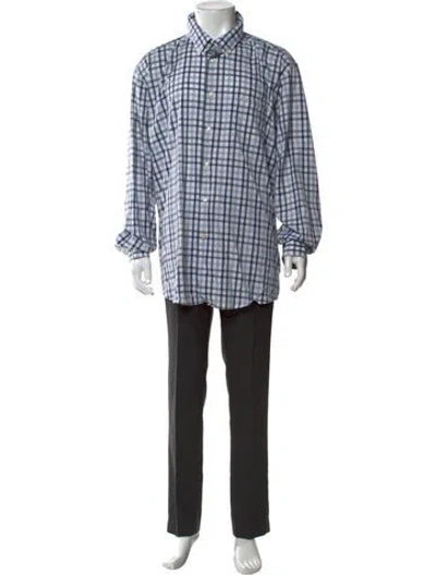Pre-owned Barbour Plaid Print Long Sleeve Dress Shirt In Blue