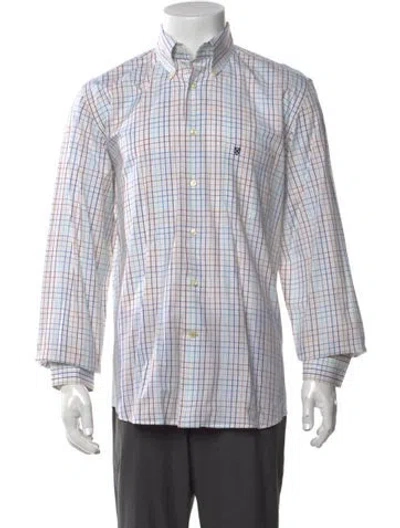 Pre-owned Barbour Plaid Print Long Sleeve Dress Shirt In White