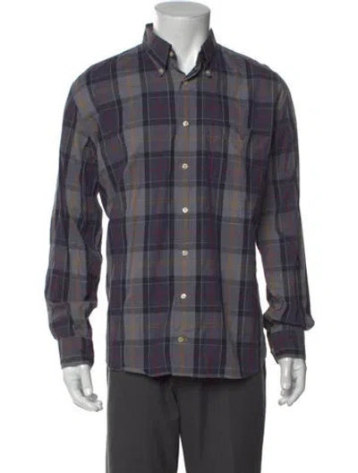 Pre-owned Barbour Plaid Print Long Sleeve Jersey In Blue