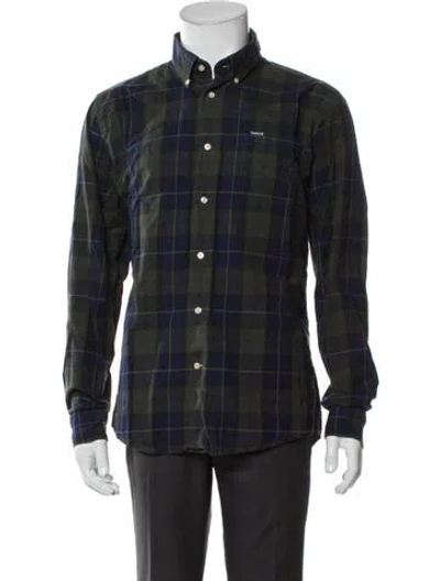 Pre-owned Barbour Plaid Print Long Sleeve Shirt In Black