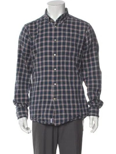 Pre-owned Barbour Plaid Print Long Sleeve Shirt In Blue