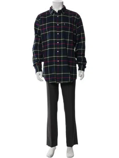 Pre-owned Barbour Plaid Print Long Sleeve Shirt In Blue