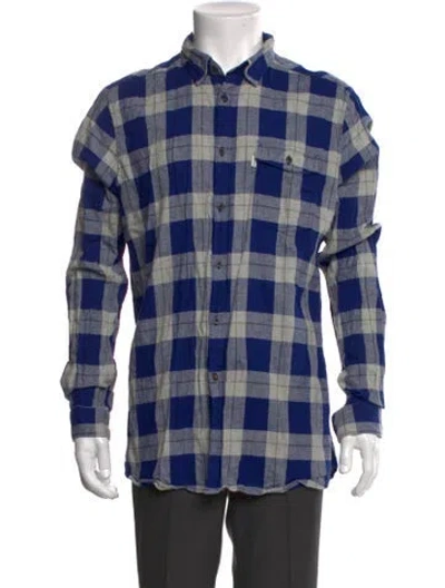 Pre-owned Barbour Plaid Print Long Sleeve Shirt In Blue