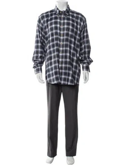 Pre-owned Barbour Plaid Print Long Sleeve Shirt In Blue