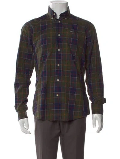 Pre-owned Barbour Plaid Print Long Sleeve Shirt In Blue