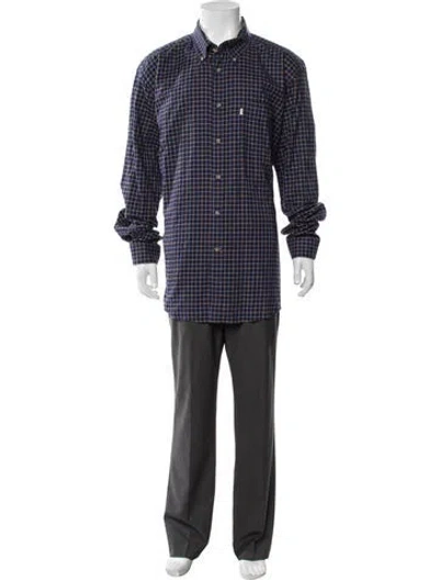 Pre-owned Barbour Plaid Print Long Sleeve Shirt In Blue