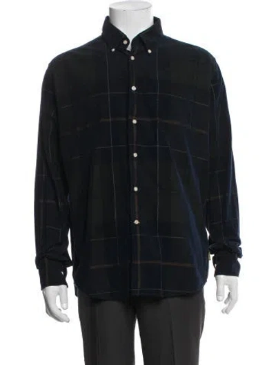 Pre-owned Barbour Plaid Print Long Sleeve Shirt In Blue