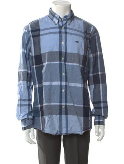 Pre-owned Barbour Plaid Print Long Sleeve Shirt In Blue