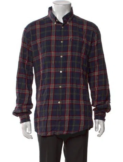 Pre-owned Barbour Plaid Print Long Sleeve Shirt In Blue