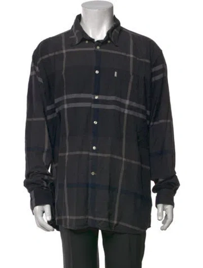 Pre-owned Barbour Plaid Print Long Sleeve Shirt In Blue