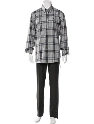 Pre-owned Barbour Plaid Print Long Sleeve Shirt In Blue