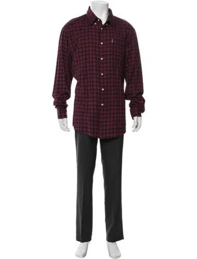 Pre-owned Barbour Plaid Print Long Sleeve Shirt In Burgundy