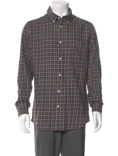 Pre-owned Barbour Plaid Print Long Sleeve Shirt In Gray
