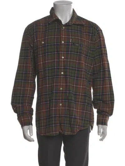 Pre-owned Barbour Plaid Print Long Sleeve Shirt In Green
