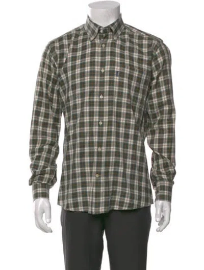 Pre-owned Barbour Plaid Print Long Sleeve Shirt In Green