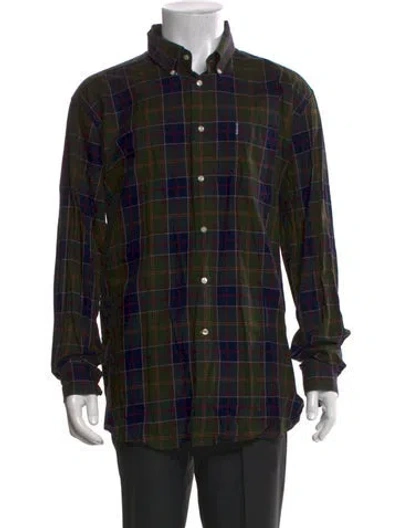Pre-owned Barbour Plaid Print Long Sleeve Shirt In Green