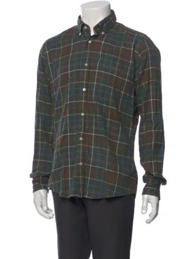 Pre-owned Barbour Plaid Print Long Sleeve Shirt In Green