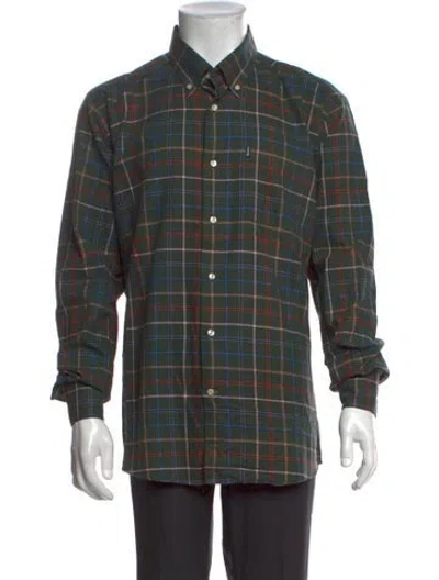 Pre-owned Barbour Plaid Print Long Sleeve Shirt In Green