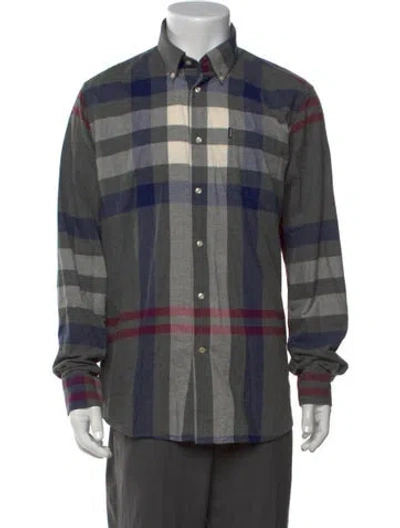 Pre-owned Barbour Plaid Print Long Sleeve Shirt In Grey
