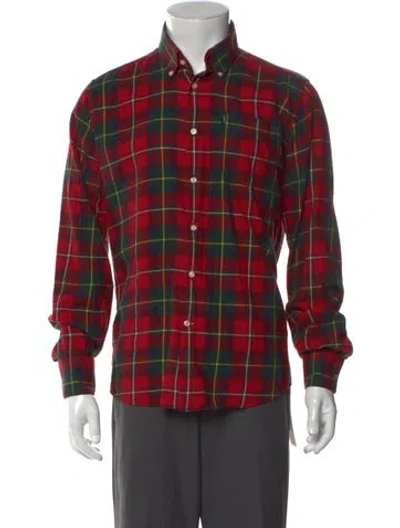 Pre-owned Barbour Plaid Print Long Sleeve Shirt In Red