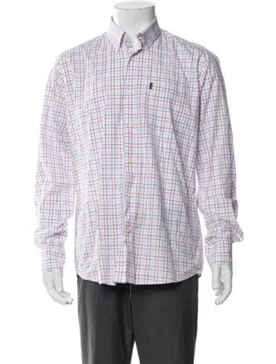 Pre-owned Barbour Plaid Print Long Sleeve Shirt In White
