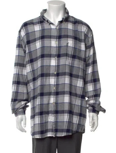 Pre-owned Barbour Plaid Print Long Sleeve Shirt In White