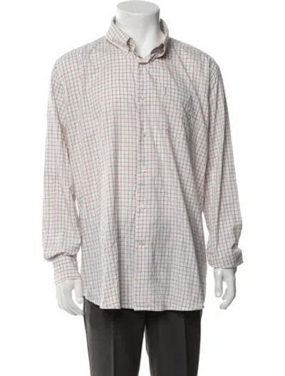 Pre-owned Barbour Plaid Print Long Sleeve Shirt In White
