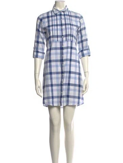 Pre-owned Barbour Plaid Print Mini Dress In Blue