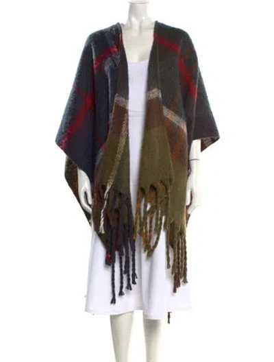 Pre-owned Barbour Plaid Print Open Front Sweater In Multi