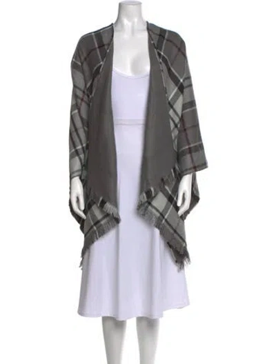 Pre-owned Barbour Plaid Print Open Front Sweater W/ Tags In Grey
