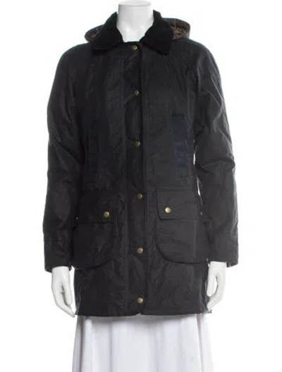 Pre-owned Barbour Plaid Print Parka In Blue
