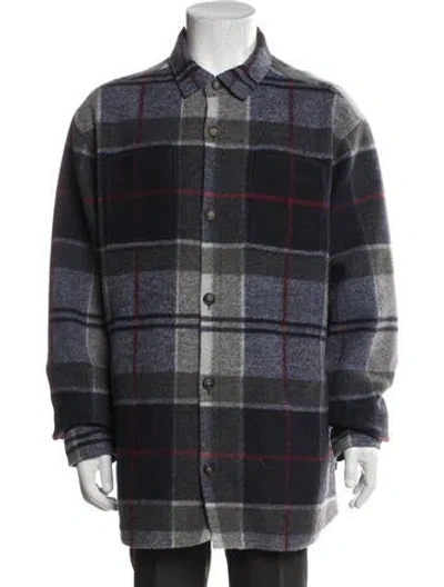 Pre-owned Barbour Plaid Print Peacoat In Blue