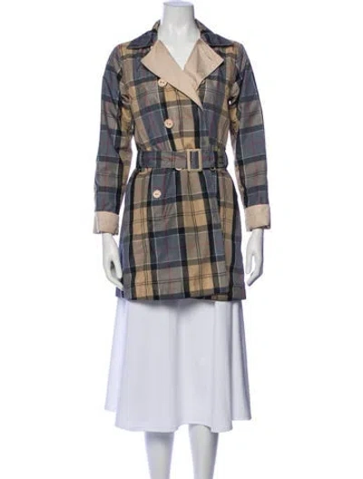 Pre-owned Barbour Plaid Print Peacoat In Green