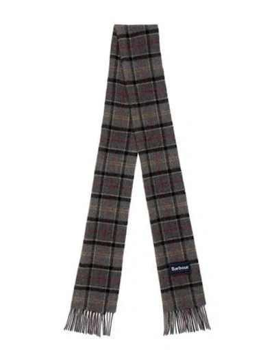Pre-owned Barbour Plaid Print Scarf In Gray