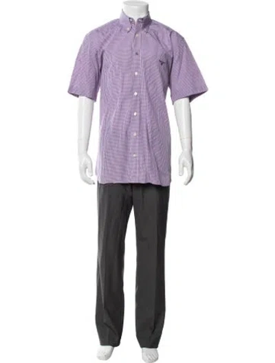 Pre-owned Barbour Plaid Print Short Sleeve Dress Shirt In Purple