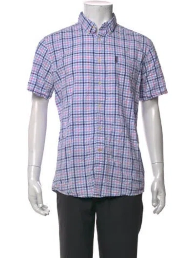 Pre-owned Barbour Plaid Print Short Sleeve Shirt In Blue