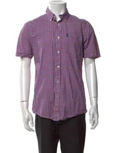 Pre-owned Barbour Plaid Print Short Sleeve Shirt In White