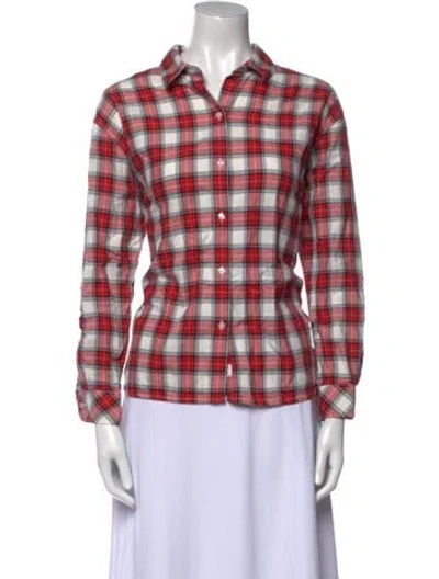 Pre-owned Barbour Plaid Print Sweater In Red