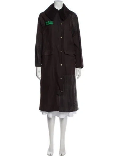 Pre-owned Barbour Plaid Print Trench Coat In Brown