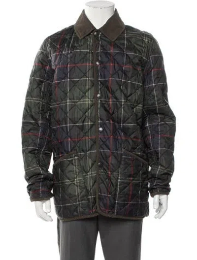 Pre-owned Barbour Plaid Print Utility Jacket In Blue