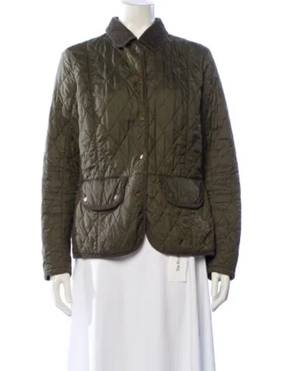 Pre-owned Barbour Plaid Print Utility Jacket In Green