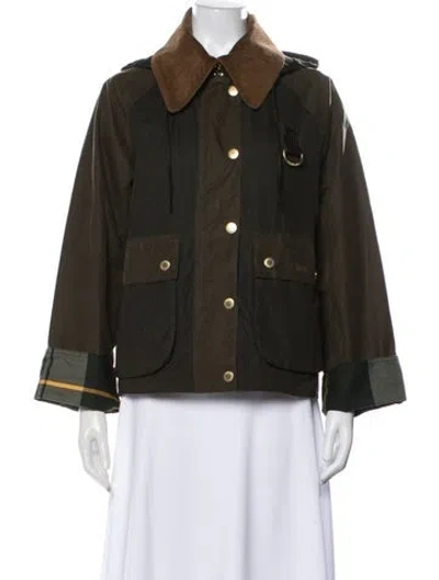 Pre-owned Barbour Plaid Print Utility Jacket In Green