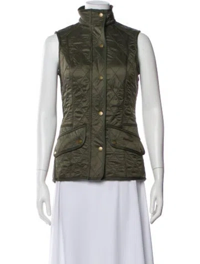 Pre-owned Barbour Plaid Print Vest In Green